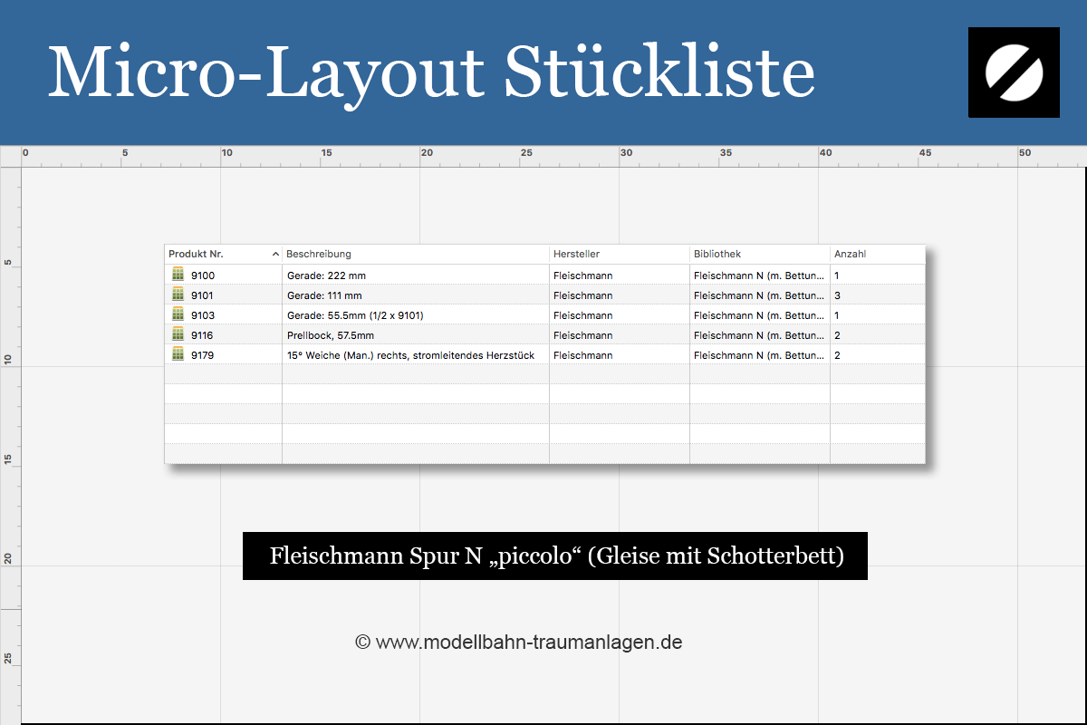 Micro Layout Stückliste