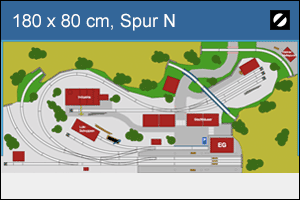 Vorschau Gleisplan Spur N 180 x 80 cm, zweigleisige Hauptstrecke mit abzweigender eingleisiger Nebenstrecke