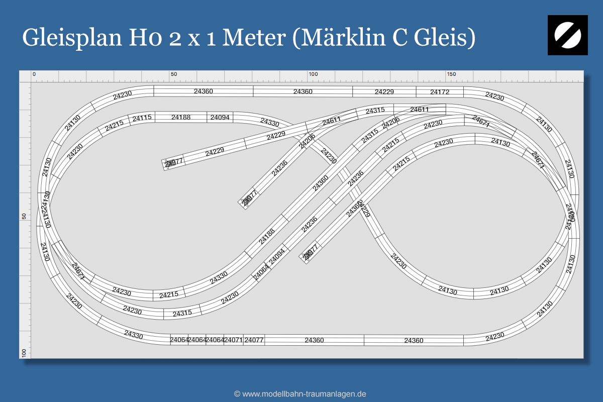 Gleisplan H0 200 x 100 cm für Märklin C Gleis