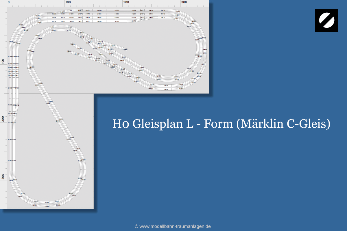 H0 Gleisplan in L-Form für Märklin C-Gleis