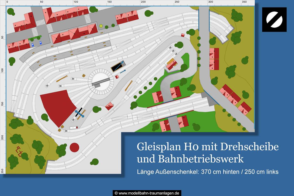 Gleisplan H0 mit Drehscheibe und Bahnbetriebswerk